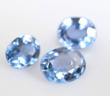 Редкий набор из 3 синих шпинелей высокой чистоты 1,57 карата