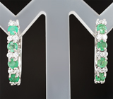 Превосходные серебряные серьги с яркими изумрудами Серебро 925