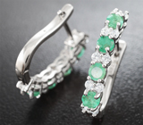Превосходные серебряные серьги с яркими изумрудами Серебро 925