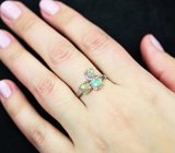 Серебряное кольцо с кристаллическими эфиопскими опалами