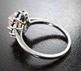Изящное серебряное кольцо с розовым кварцем и черными шпинелями Серебро 925