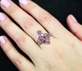 Эффектное серебряное кольцо с рубинами