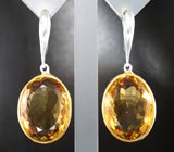 Серебряные серьги с крупными цитринами 43,01 карата Серебро 925