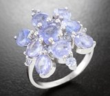 Впечатляющее серебряное кольцо с танзанитами Серебро 925