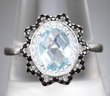 Серебряное кольцо с голубым топазом Серебро 925