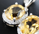 Классические серебряные серьги с цитринами Серебро 925