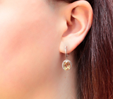 Классические серебряные серьги с цитринами Серебро 925