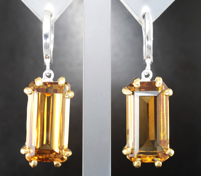 Серебряные серьги с крупными цитринами 31,48 карата