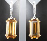 Серебряные серьги с крупными цитринами 31,48 карата Серебро 925