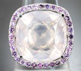 Кольцо с розовым кварцем авторской огранки 15,98 карата и розовыми сапфирами