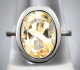 Стильное серебряное кольцо с цитрином Серебро 925