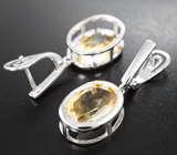 Стильные серебряные серьги с цитринами Серебро 925