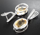 Стильные серебряные серьги с цитринами