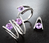 Оригинальный серебряный комплект с аметистами