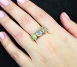 Золотое кольцо с яркими ограненными эфиопскими опалами 2,61 карата