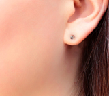 Золотые пусеты с яркими кофейно-розовыми бриллиантами 0,08 карата Золото