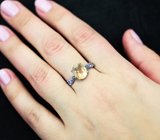 Великолепное серебряное кольцо с цитрином, танзанитами и сапфирами