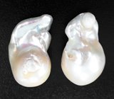 Крупная пара морских жемчужин барокко 53,82 карата! Исключительный люстр