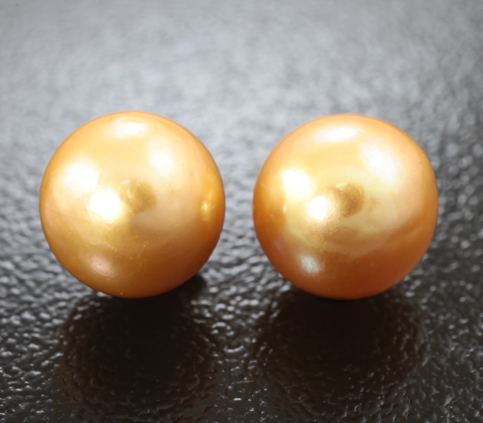 Редкая пара золотистых морских жемчужин 7,79 карата! Натуральный цвет