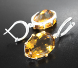 Серебряные серьги с крупными цитринами 40,1 карата