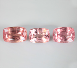 Набор из 3 розовых и оранжевых «неоновых» турмалинов 8,82 карата 