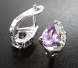 Прелестные серебряные серьги с аметистами и перидотами