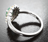 Эффектное серебряное кольцо с изумрудом и сапфирами Серебро 925