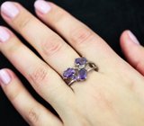 Изящное серебряное кольцо с аметистами