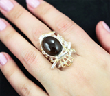 Скульптурное серебряное кольцо с дымчатым кварцем 8,19 карата и голубым топазом Серебро 925