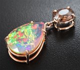 Кулон с ограненным эфиопским опалом 4,82 карата и цирконом высокой чистоты 2,85 карата