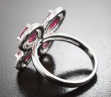  Эффектное серебряное кольцо с рубинами