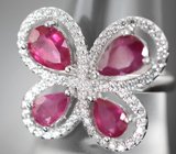  Эффектное серебряное кольцо с рубинами