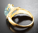 Золотое кольцо с крупным медьсодержащим турмалином редкого цвета 7,62 карата и бриллиантами Золото