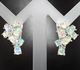Эффектные серебряные серьги с кристаллическими эфиопскими опалами