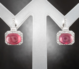 Чудесные серебряные серьги с рубинами Серебро 925