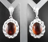 Серебряные серьги с карнелианом 11,64 карата Серебро 925