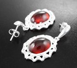 Серебряные серьги с карнелианом 11,64 карата Серебро 925