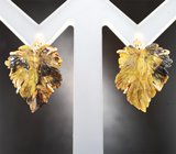 Серьги с резной океанической яшмой 10,7 карата Золото