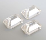 Набор из 3 бесцветных муассанитов топовой огранки 3,25 карата