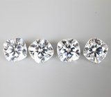 Набор из 4 бесцветных муассанитов топовой огранки 3,98 карата