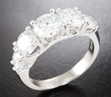 Серебряное кольцо с бесцветными муассанитами 3,6 карата Серебро 925