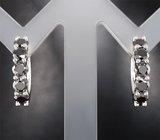 Серебряные серьги с черными муассанитами 1,84 карата