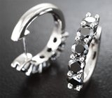 Серебряные серьги с черными муассанитами 1,84 карата