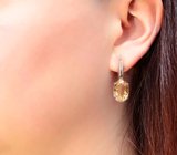 Стильные серебряные серьги с цитринами Серебро 925