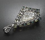 Серебряный кулон с резным цитрином, перидотами и хризопразами