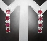 Замечательные серебряные серьги с рубинами Серебро 925
