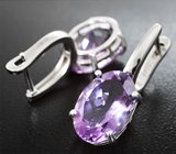 Стильные серебряные серьги с аметистами