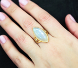 Серебряное кольцо с лунным камнем 14,09 карата Серебро 925