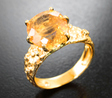 Золотое кольцо с ярким солнечно-золотистым  империал топазом 7,54 карата и бриллиантами