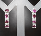 Симпатичные серебряные серьги с родолитами Серебро 925